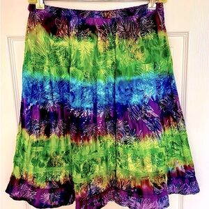 Lola Purple and Green A-Line Knee-Length Skirt